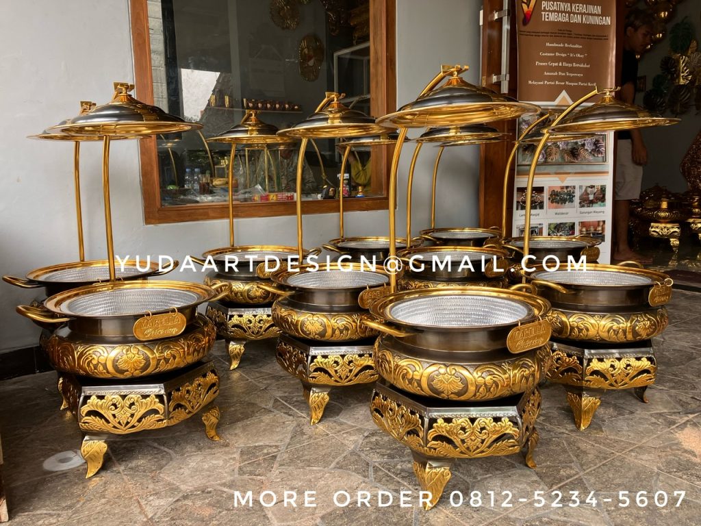 Jual Tempat Prasmanan Catering Tembaga & Kuningan - Panstove Roll Top Chaffingdish