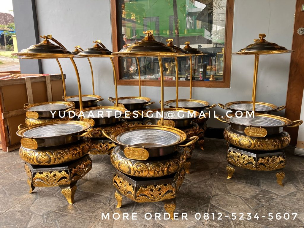 Jual Tempat Prasmanan Catering Tembaga & Kuningan - Panstove Roll Top Chaffingdish