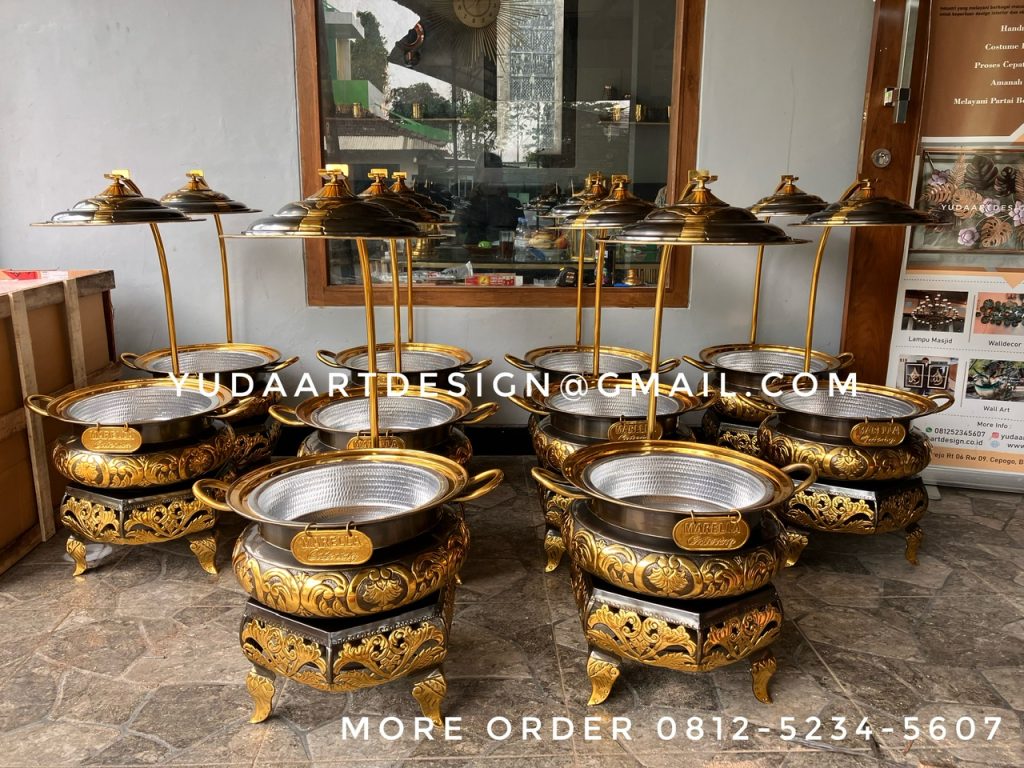 Jual Tempat Prasmanan Catering Tembaga & Kuningan - Panstove Roll Top Chaffingdish