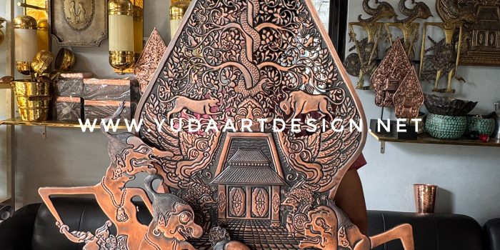 Gunungan Wayang Punokawan Tembaga – Seni Relief Eksklusif untuk Interior Mewah